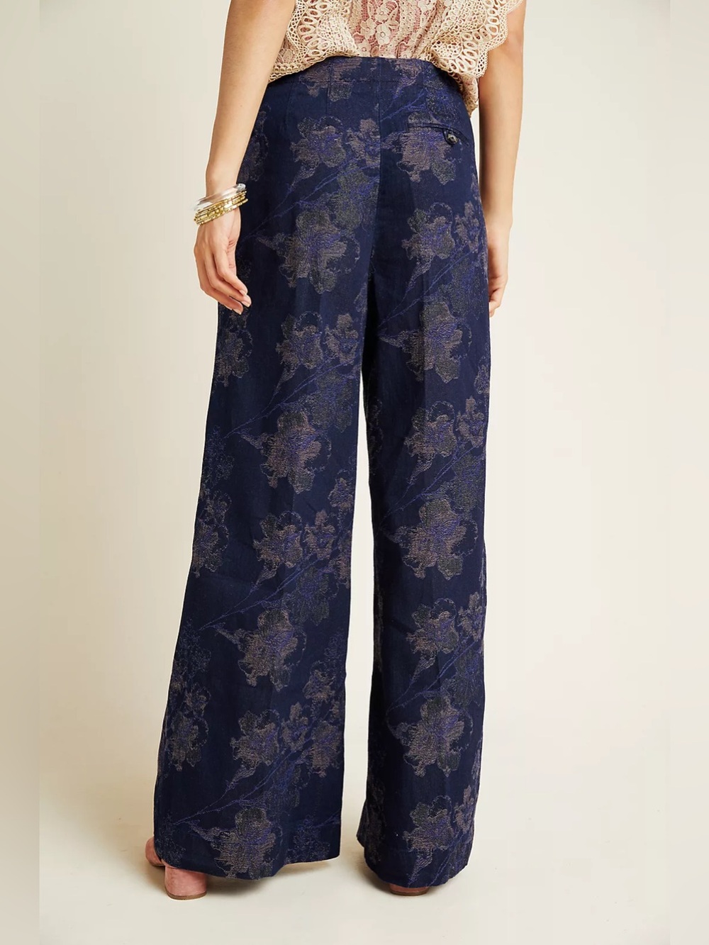 NWT Anthropologie Pilcro Ultra High Rise Wide Leg Jean Pants Shimmer Floral 30 - Picture 3 of 16